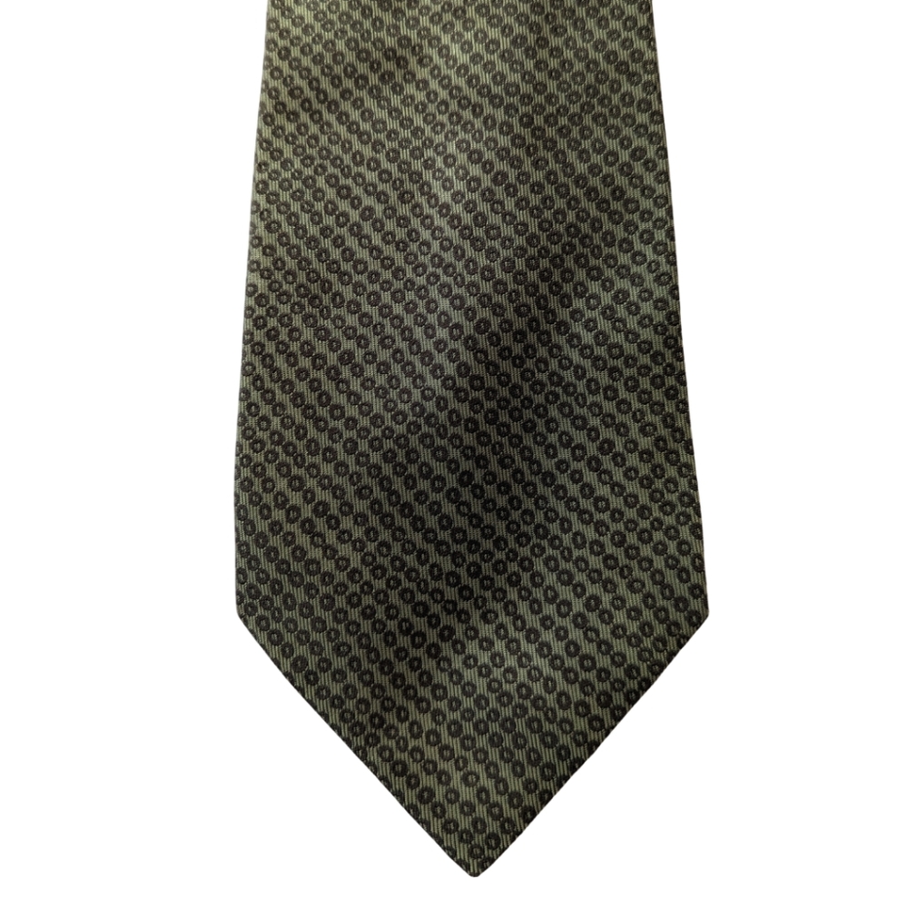 Banana Republic - 100% Silk Made in Italy Olive Green Geometric Woven Neck Tie